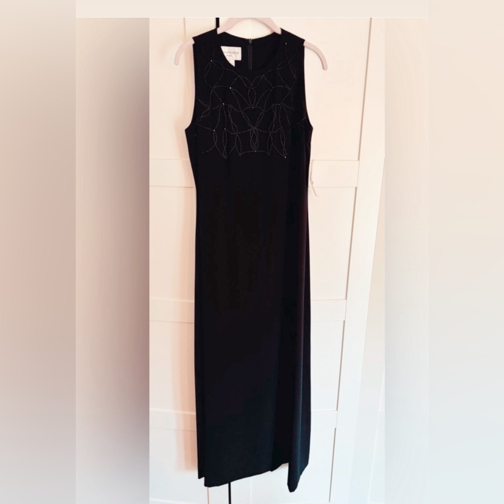 Evan Piconne Long Formal Dress in Black Size 10 NWT Beaded details